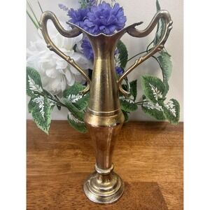 Vintage English Brass‎ Trophy Vase Double Handle Art Nouveau Decor Retro Gift